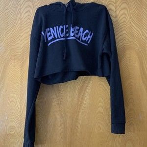 Over The Limit Venice Beach Women's Size Small  Crop Top Hoodie Black USA Made